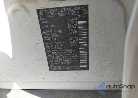 2016 Nissan Rogue Sv from USA, damaged, VIN KNMAT2MT0GP656907